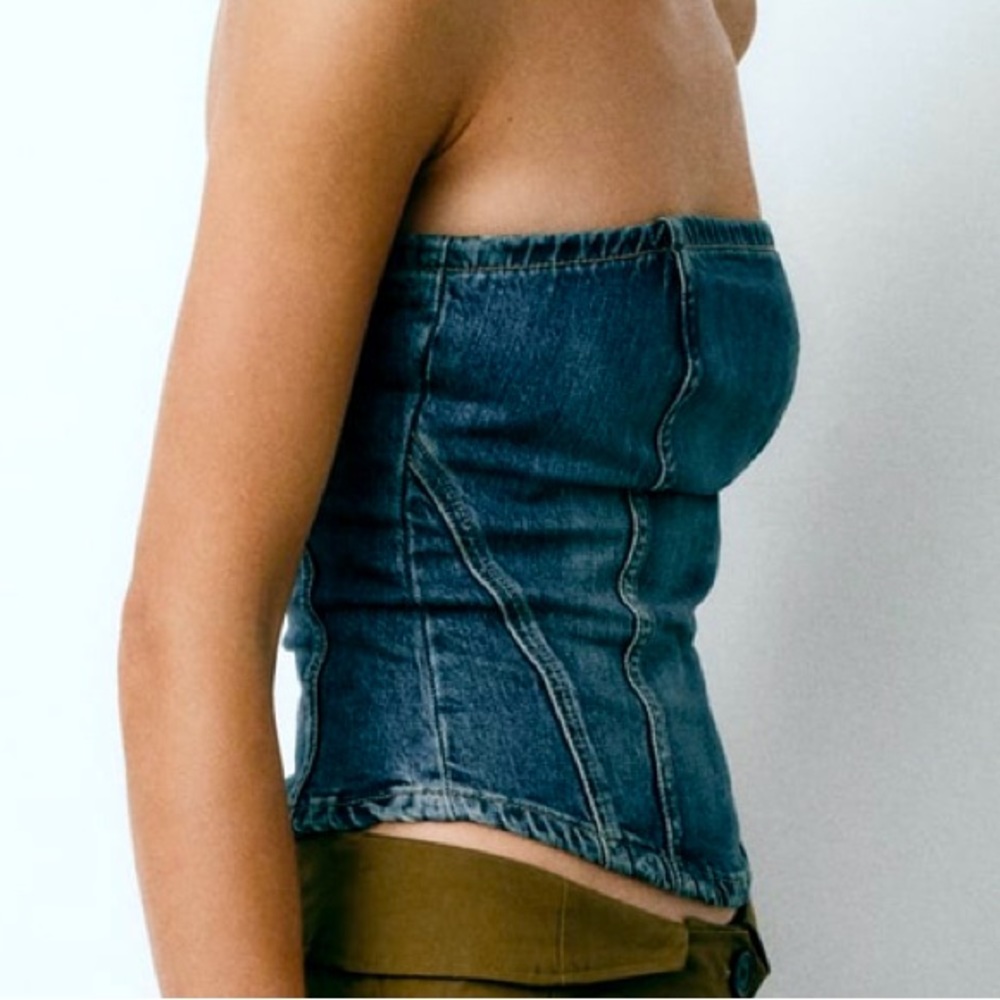 Zara Corset Style Denim Top (xs)